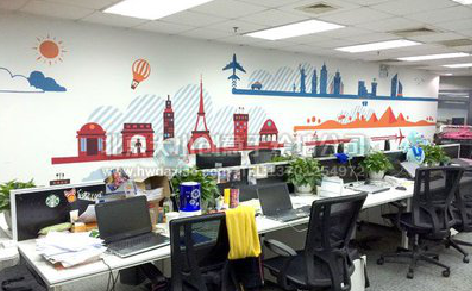 怒江教你设计办公室墙绘的方法。